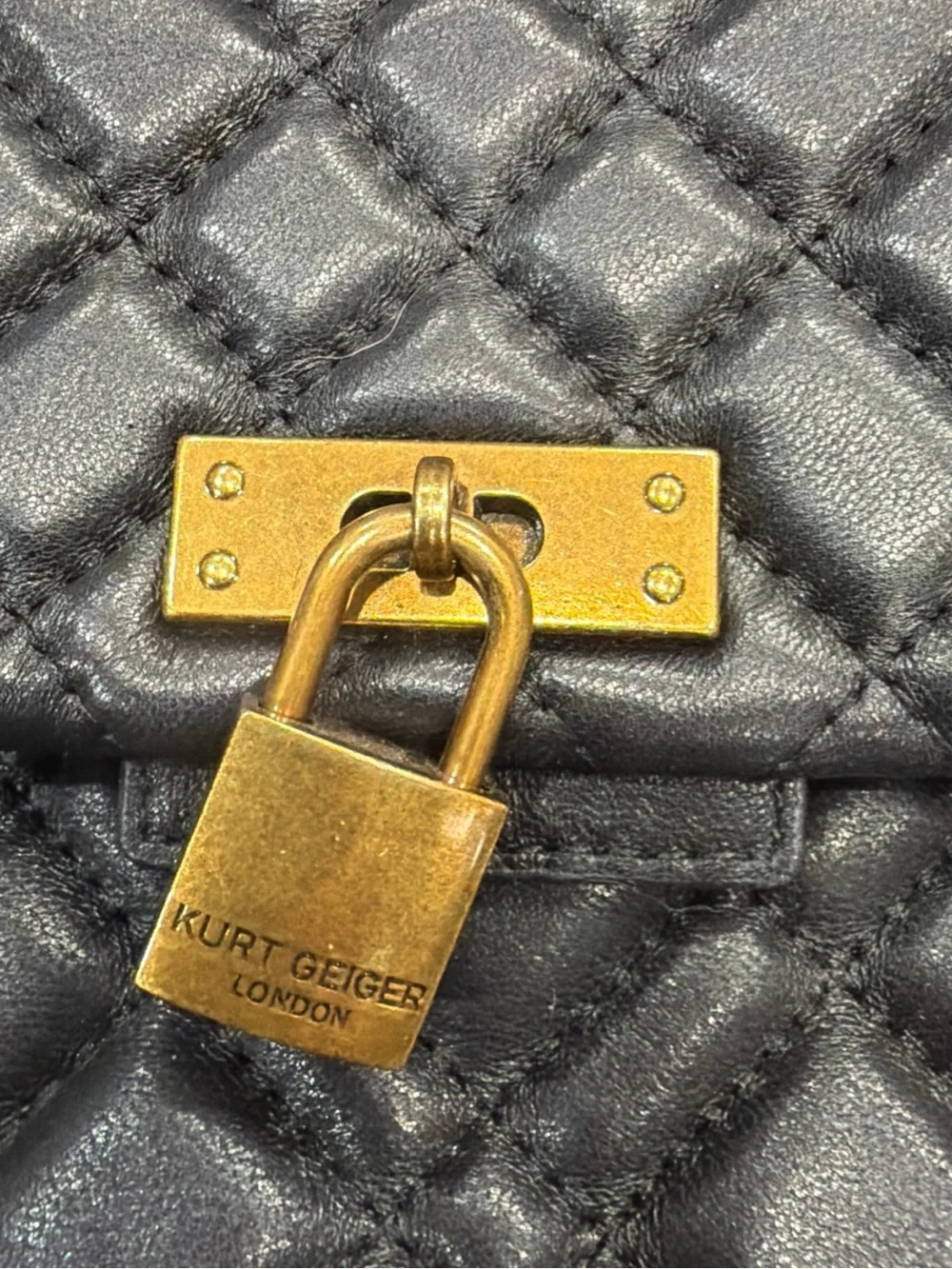 Kurt Geiger Black Quilted Shoulder Bag with Gold Hardware
